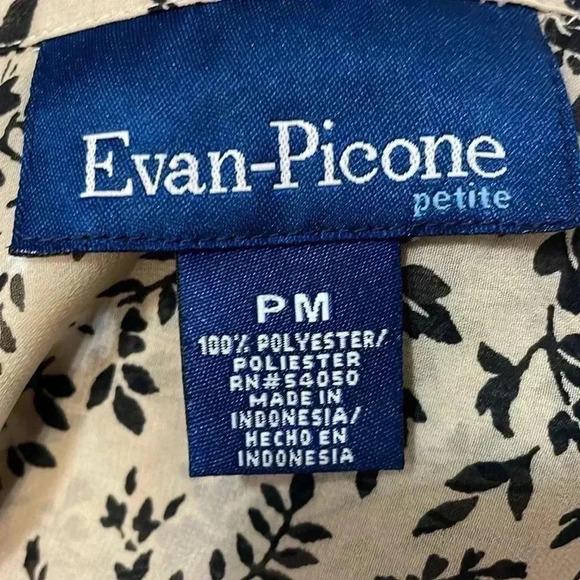 Evan-Picone Women’s Petite Medium Leaf Floral Print Button Down Long Sleeve Top - Picture 7 of 9